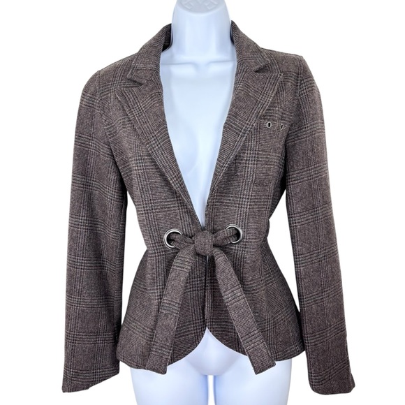 Triple Five Soul Wool Plaid Belted Blazer Vintage Y2K - Picture 13 of 13